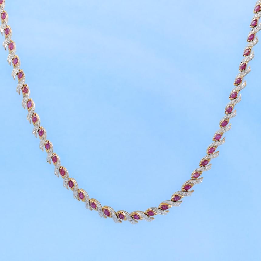 8.80ct Ruby and Diamond Necklace