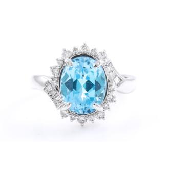 Topaz 3.66ct, Diamond & Platinum Ring