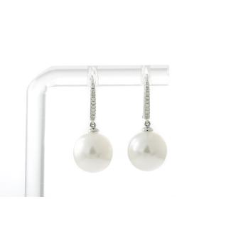 11.0mm South Sea Pearl & Diamond Earrings