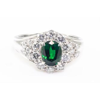 1.12ct Tsavorite and 0.80ct Diamond Ring