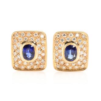 Blue Sapphire and Diamond Earrings