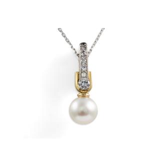 9.8mm Pearl and Diamond Pendant