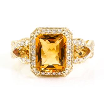 3.31ct Citrine and Diamond Ring