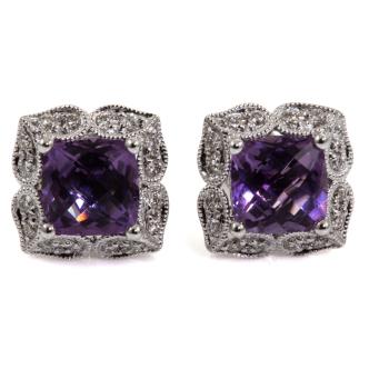 1.95ct Amethyst and Diamond Earrings