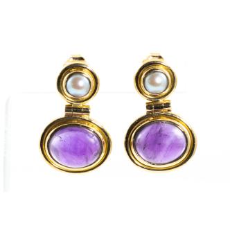 Amethyst and Pearl Earrings