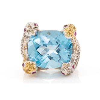 29.17ct Topaz, Gemstone and Diamond Ring