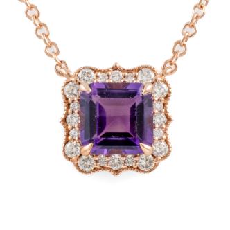 1.00ct Amethyst and Diamond Pendant