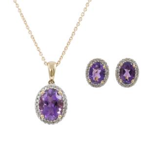 Amethyst and Diamond Matching Set