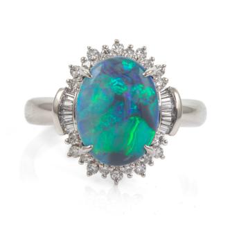 3.48ct Black Opal and Diamond Ring