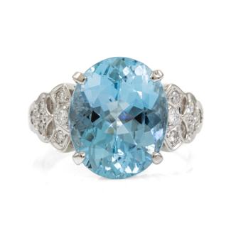 6.87ct Aquamarine and Diamond Ring