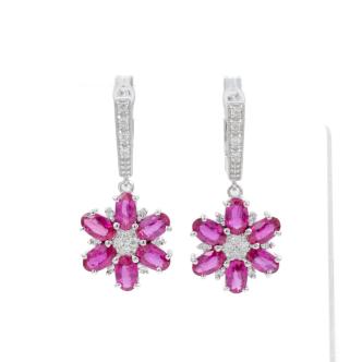 3.18ct Burmese Ruby and Diamond Earrings