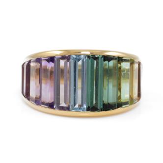 Mixed Gemstone Ring 18ct Gold 7.5g