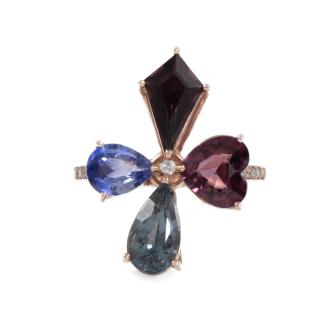 Ceylon Sapphire, Spinel and Diamond Ring