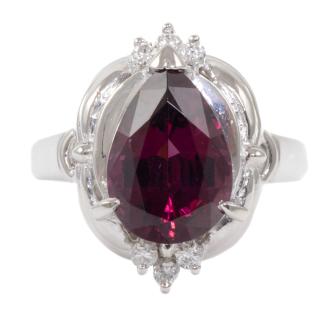 4.21ct Rhodolite Garnet & Diamond Ring