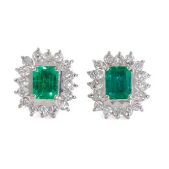 0.76ct Emerald and Diamond Earrings