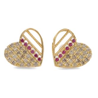 Ruby & Diamond Heart Shape Earrings