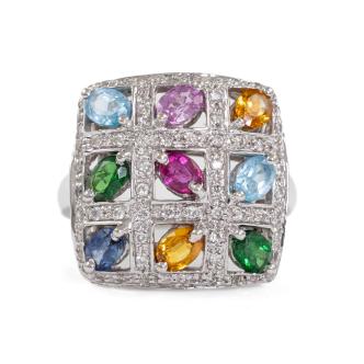 Mixed Gemstone & Diamond Ring