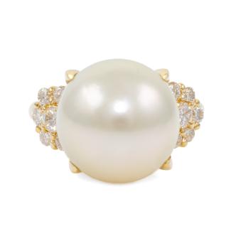 13.4mm South Sea Pearl & Diamond Ring