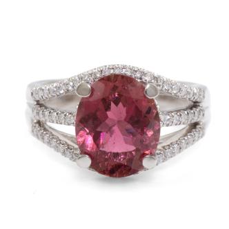 3.50ct Pink Tourmaline and Diamond Ring