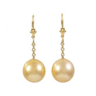 12mm Golden South Sea Pearl Earrings