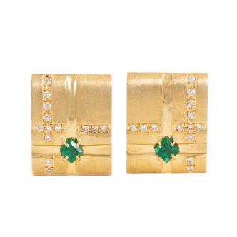 0.44ct Emerald and Diamond Cufflinks