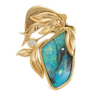 Boulder Opal and Diamond Brooch