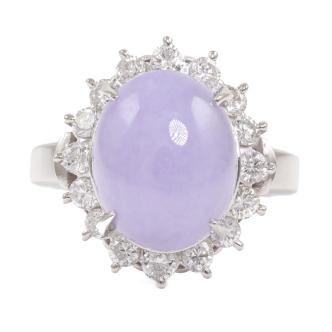 6.81ct Lavender Jade & Diamond Ring