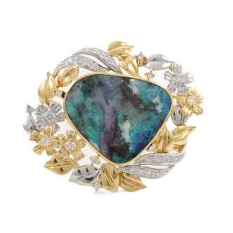 22.06ct Boulder Opal and Diamond Brooch