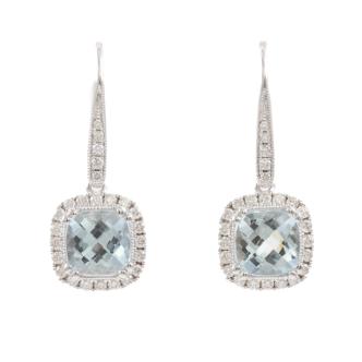 1.67ct Aquamarine and Diamond Earrings