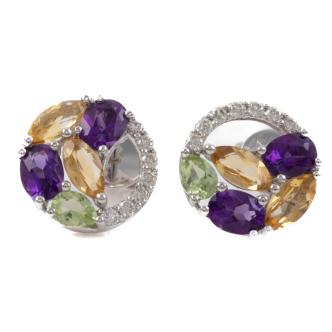 Mixed Gemstone and Diamond Earrings